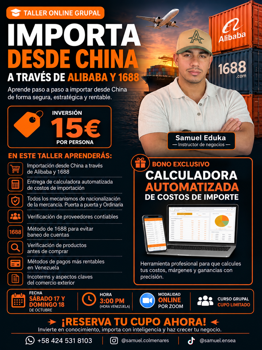 Flyer Taller Online Grupal Importa desde China